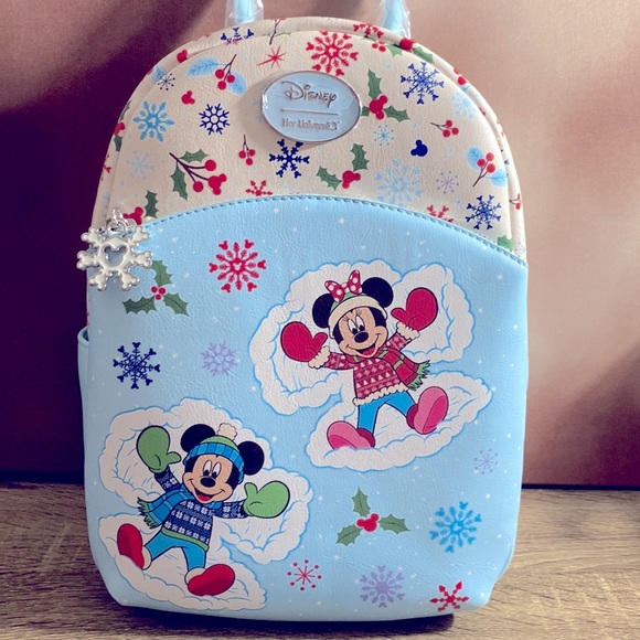 Mickey Minnie Mouse Snow Angels Backpack SET NWT - Picture 4 of 12